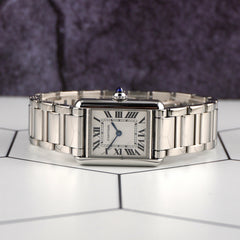 Cartier Tank Must 29.5 x 22mm Silver Roman Dial Steel Watch Ref 4322/WSTA0107