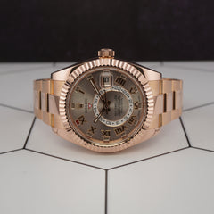 Rolex Sky-Dweller 42mm 18k Rose Gold Sundust Dial Mens Watch 326935