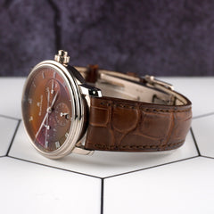 Blancpain Villeret Chrono 38mm 18k White Gold Brown Dial Watch 6185-1546A-55B