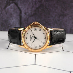 Patek Philippe Calatrava 37mm 18K Rose Gold White Dial Leather Band Watch 5117R