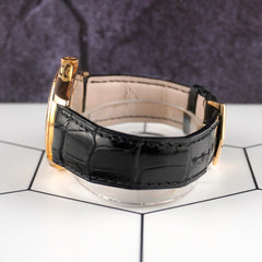 Patek Philippe Calatrava 37mm 18K Rose Gold White Dial Leather Band Watch 5117R