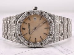 Audemars Piguet 33mm Royal Oak Midsize 12ct Iced Out Quartz Watch 56303ST