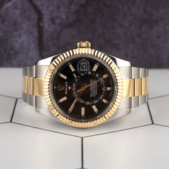 Rolex Sky-Dweller 42mm 18K Yellow Gold / Steel Black Dial Men's Watch 326933