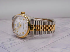 Rolex Datejust 36mm Stainless Steel & Yellow Gold White Roman Dial 16233