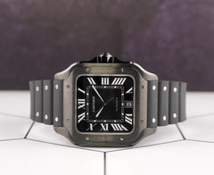 Cartier 40mm Santos Dumont Large ADLC Black Dial Automatic Steel Mens Watch 4072