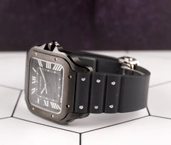 Cartier 40mm Santos Dumont Large ADLC Black Dial Automatic Steel Mens Watch 4072