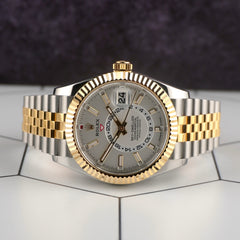 Rolex Sky-Dweller 42mm 18K Yellow Gold / Steel White Dial Men's Watch 336933