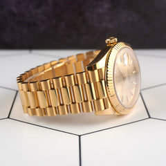 Rolex Day-Date 40mm Champagne Index Dial Fluted Yellow Gold Men's Watch 228238