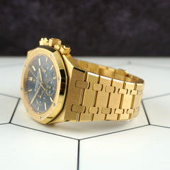 Audemars Piguet 41mm Royal Oak 18K Yellow Gold Blue Dial Men's Watch 26320BA