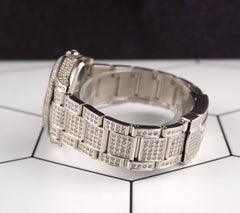 Rolex Airking 34mm Steel Silver Dial Pink Arabic Index Iced Out 10ct 114200