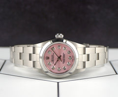 Rolex Oyster Perpetual 25mm Stainless Steel Pink Diamond Dial Watch 67180