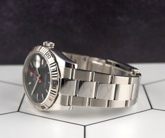 Rolex 36mm Datejust Turn-O-Graph Steel White Gold Black Dial Men's Watch 116264