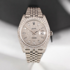 Rolex Datejust 41mm Mens Jubilee Watch IcedOut 15ct Diamond Baguette Dial 126300