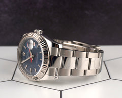 Rolex 36mm Datejust Turn-O-Graph Steel White Gold Blue Dial Men's Watch 116264
