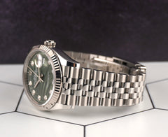 Rolex 36mm Datejust Olive Green Palm Diamond Dial Men's Watch 126234