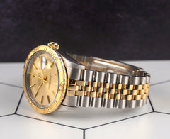Rolex 36mm Datejust Turn O Graph 18k YG Steel Gold Dial Men's Watch 16263
