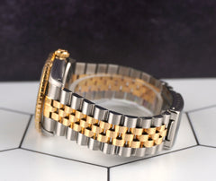 Rolex 36mm Datejust Turn O Graph 18k YG Steel Gold Dial Men's Watch 16263