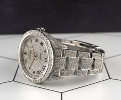 Rolex 39mm Oyster Perpetual 16ct Iced Out Roman Diamond Dial Men's Watch 114300
