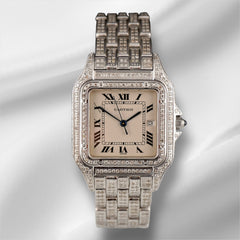 Cartier Panthere Jumbo 29mm Custom Iced Out 5ct Genuine Diamonds Ref 1300