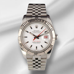 Rolex Men Datejust 36mm Turn-O-Graph Steel Jubilee White Dial Watch Ref: 116264