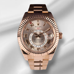 Rolex Sky-Dweller 42mm 18k Rose Gold Sundust Dial Mens Watch 326935