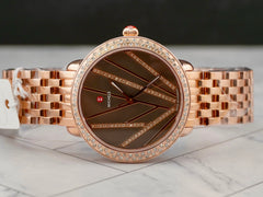 Michele 36mm Brown Dial .67ct Diamond Rose Gold Plated Ladies Watch MWW21B000113