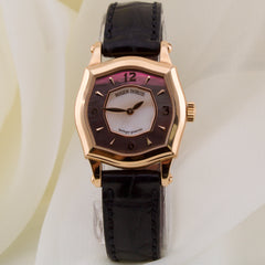 Roger Dubuis Sympathie 27mm 18K RG Smooth White MOP Black Leather Strap S27
