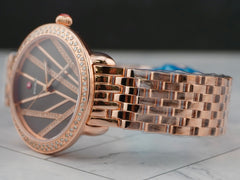 Michele 36mm Brown Dial .67ct Diamond Rose Gold Plated Ladies Watch MWW21B000113