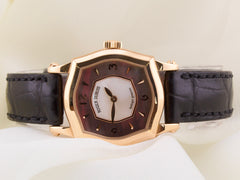 Roger Dubuis Sympathie 27mm 18K RG Smooth White MOP Black Leather Strap S27