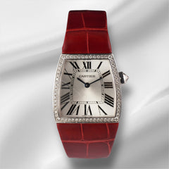 Cartier La Dona de Cartier 28mm 18k White Gold Leather Band Watch 2895