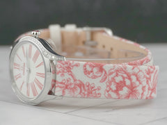 Omega 26mm De Ville Mini Tresor Steel Diamonds Ladies Watch Red Strap 428.17.26