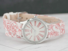 Omega 26mm De Ville Mini Tresor Steel Diamonds Ladies Watch Red Strap 428.17.26