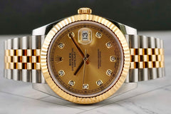Rolex 41mm Datejust 18K Two-Tone Champagne Diamond Dial Mens Watch 126333