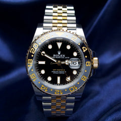Rolex GMT-Master II 40mm 18K YG & Steel Black Bumblebee Dial Jubilee 126713GRNR