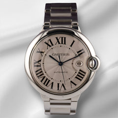 Cartier Ballon Bleu 42mm Automatic Silver Dial Steel Mens Watch 3001