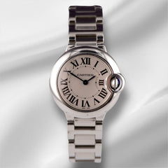 Cartier Ballon Bleu 28mm Silver Dial Steel Ladies Watch 3009 Papers