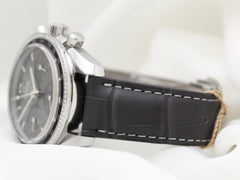 Omega Speedmaster Co-Axial 38mm SS Grey Dial Fixed Diamond Bezel Leather Strap
