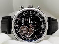 Zenith El Primero Chronomaster 42mm SS Black Dial Smooth Black Leather Band