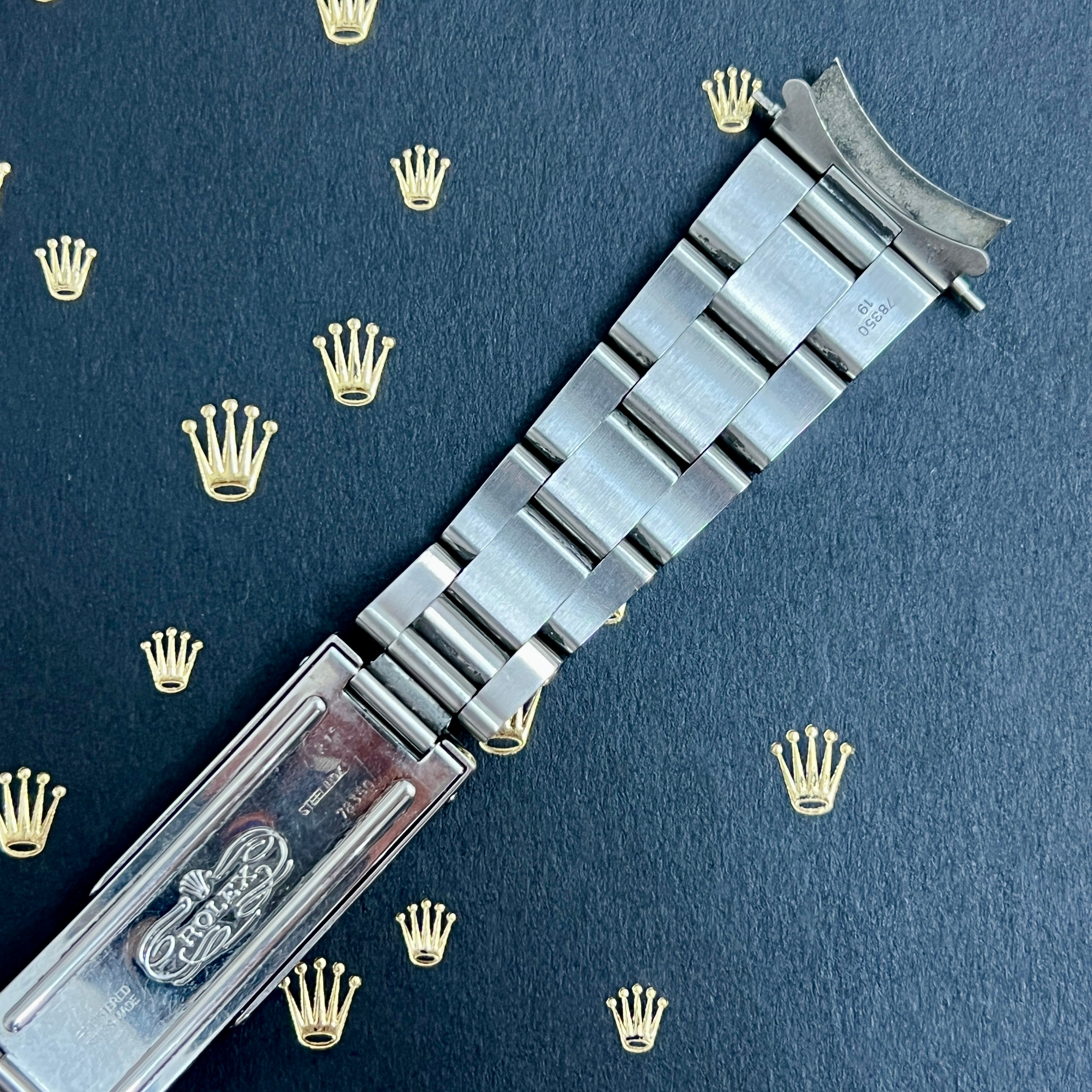 Rolex Date Mens Oyster Bracelet 78350 19mm Steel Band 