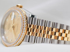 Rolex Datejust 36mm 2-T 18k YG Diamond Dial Paved Jubilee Ladies Watch 126283RBR