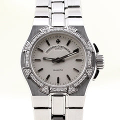 Vacheron Constantin Overseas 25mm SS White Dial Paved Watch 16550/423A-8880