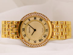 Gucci 33mm YG Gold Dial Diamond Bezel 751M