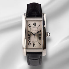 Cartier Tank Americaine 22.6mm Silver Dial Steel Ladies Watch 4275 Papers