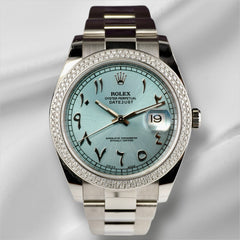 Rolex Mens Datejust II 41mm Oyster Steel Watch ICED 2ct Ice Blue Dial 126300