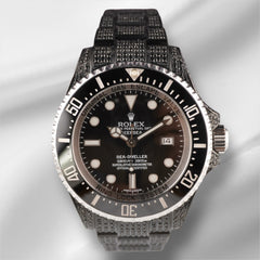 Rolex Deepsea Sea-Dweller Date 44mm Black Iced out 8ct Oyster Steel Mens Watch 116660