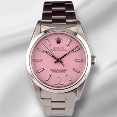 Rolex 34mm Oyster Perpetual PInk Dial Stainless Steel Watch 14000