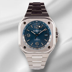 Bell＆Ross 41mm GMT Sky Blue Date Automatic Stainless Steel Men's Watch BR05