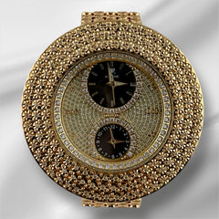 IceTime KING Yellow 50mm Men's Yellow Gold Steel Watch Iced 2.00ct Diamonds