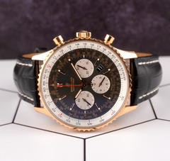 Breitling Navitimer Rose Gold 46mm Grey Dial Steel Mens Watch RB0127