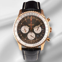 Breitling Navitimer Rose Gold 46mm Grey Dial Steel Mens Watch RB0127